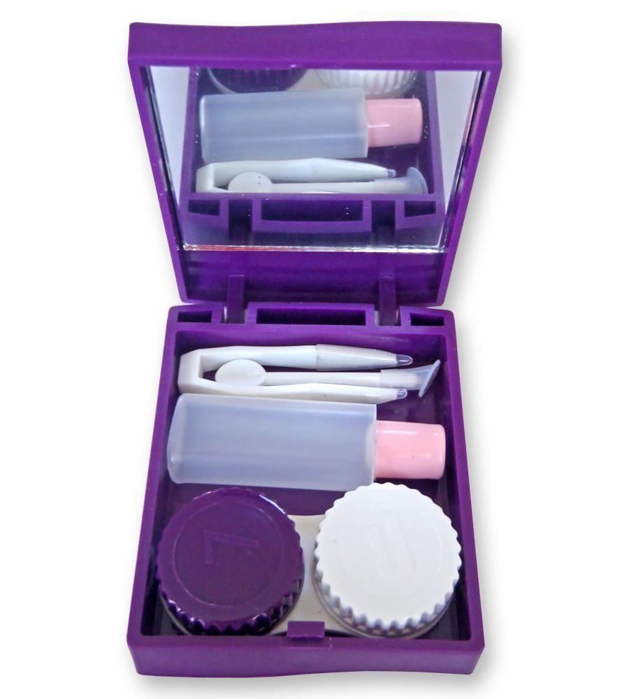 Square purple contact lens travel case